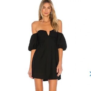 Lovers + Friends Black Mini Off the Shoulder Dress